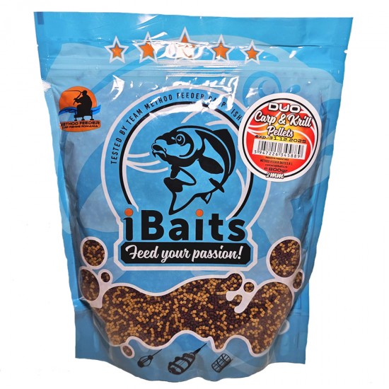 Пелети iBaits Premium Duo Carp & Krill Pellets 2mm 800гр.