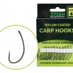 Куки ZFISH TEFLON HOOKS CURVED SHANK BARBLESS