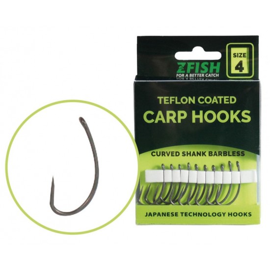 Куки ZFISH TEFLON HOOKS CURVED SHANK BARBLESS