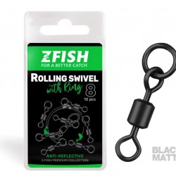 Микро вирбел с халка ZFISH Rolling Swivel With Ring Black Matt 8/26kg