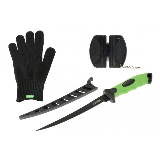 Комплект за филетиране ZFISH FILLET COMBO SET ZFX - KNIFE, GLOVES, SHARPENER